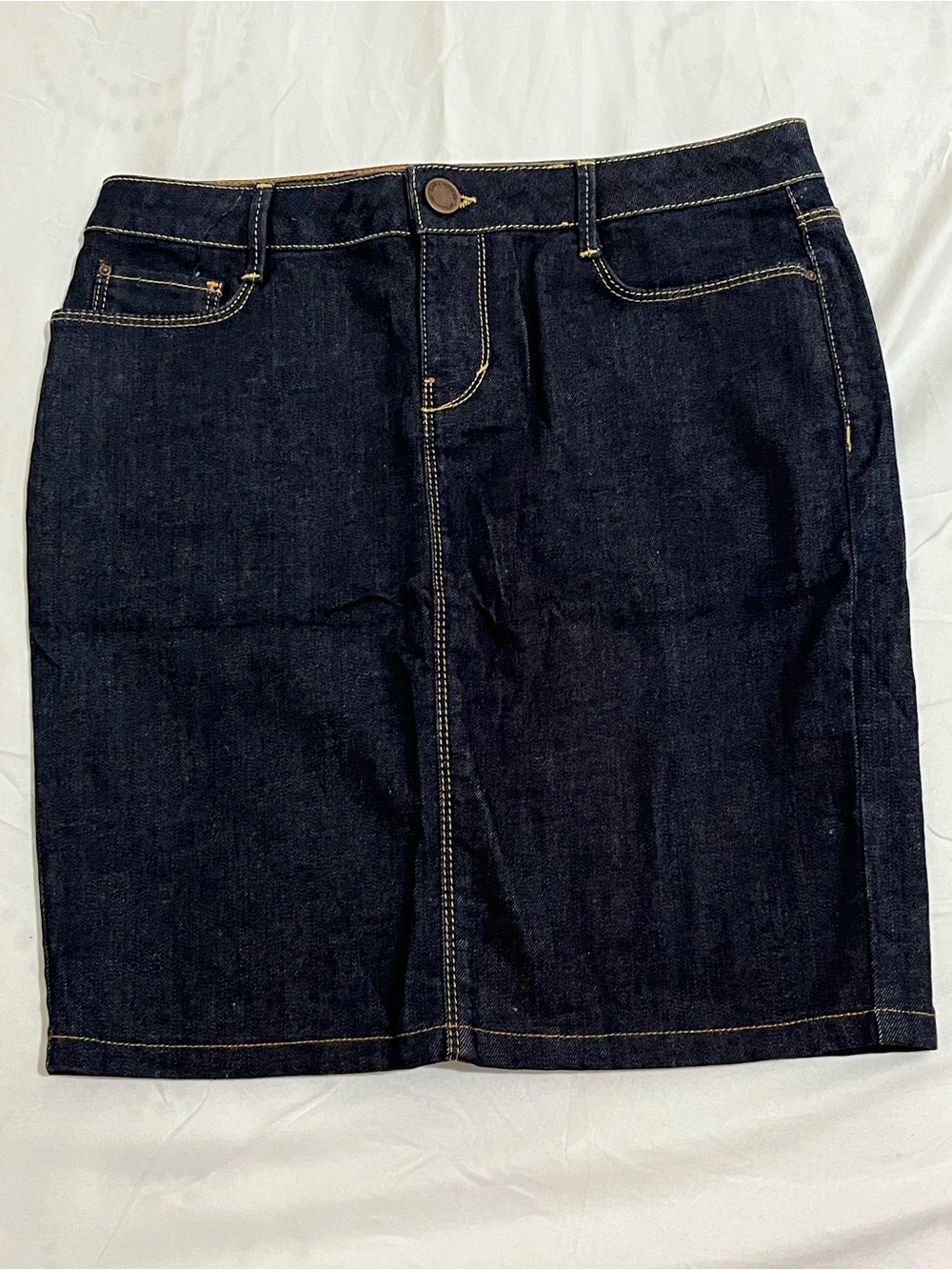 Zara Dark Indigo Denim Midi Skirt Womens Size 4